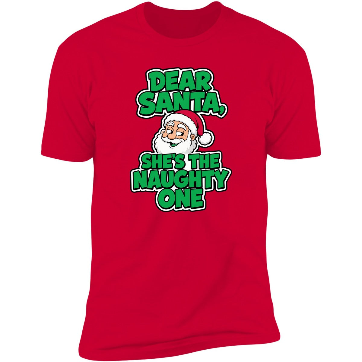 Dear Santa, She's The Naughty One tee in Red