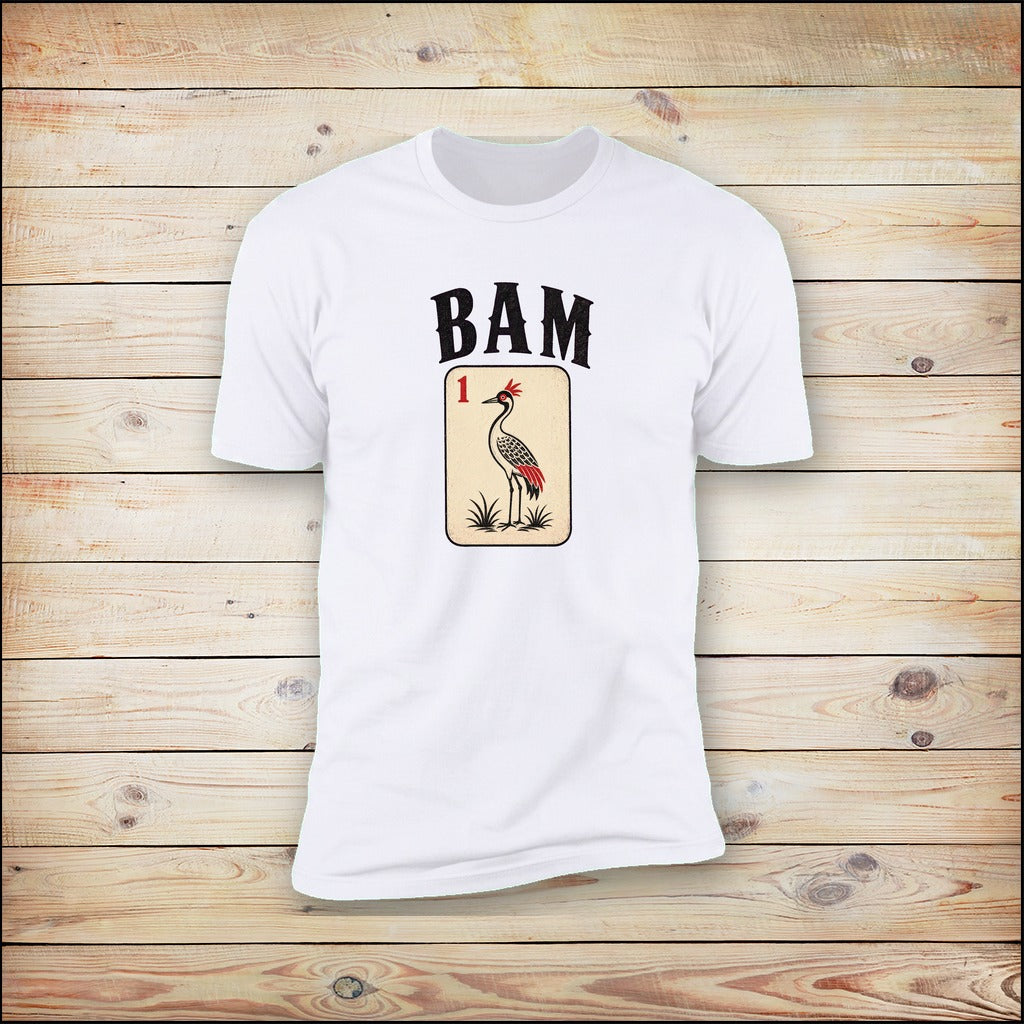 BAM mahjong tee on wood