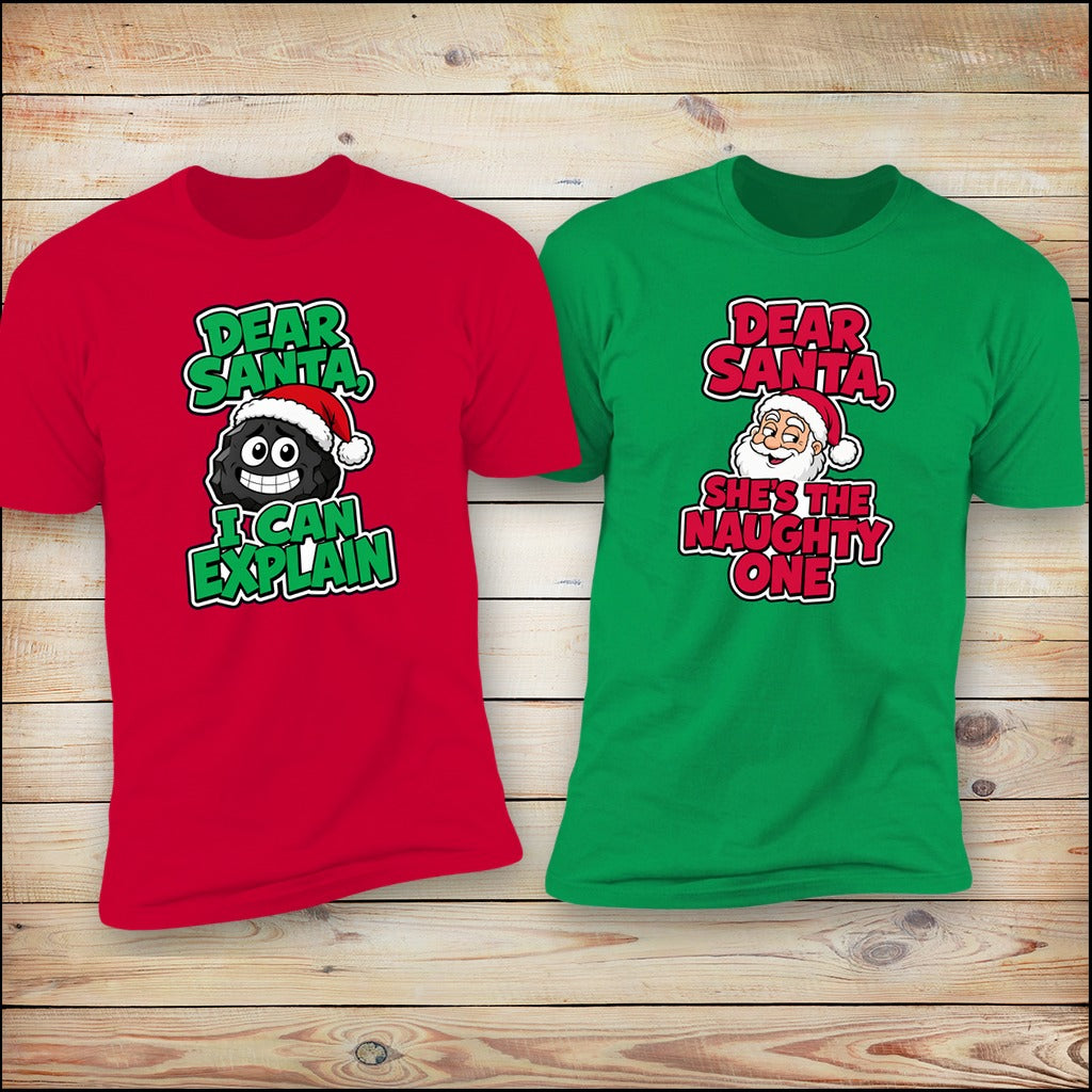 Dear Santa, She's The Naughty One matching couples set
