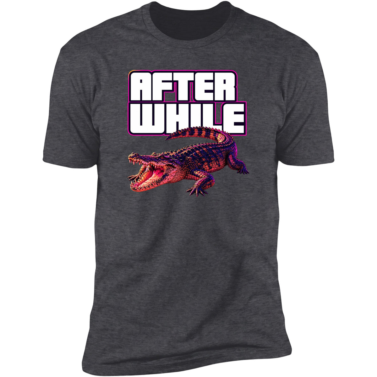 After While neon crocodile tee, Dark Heather