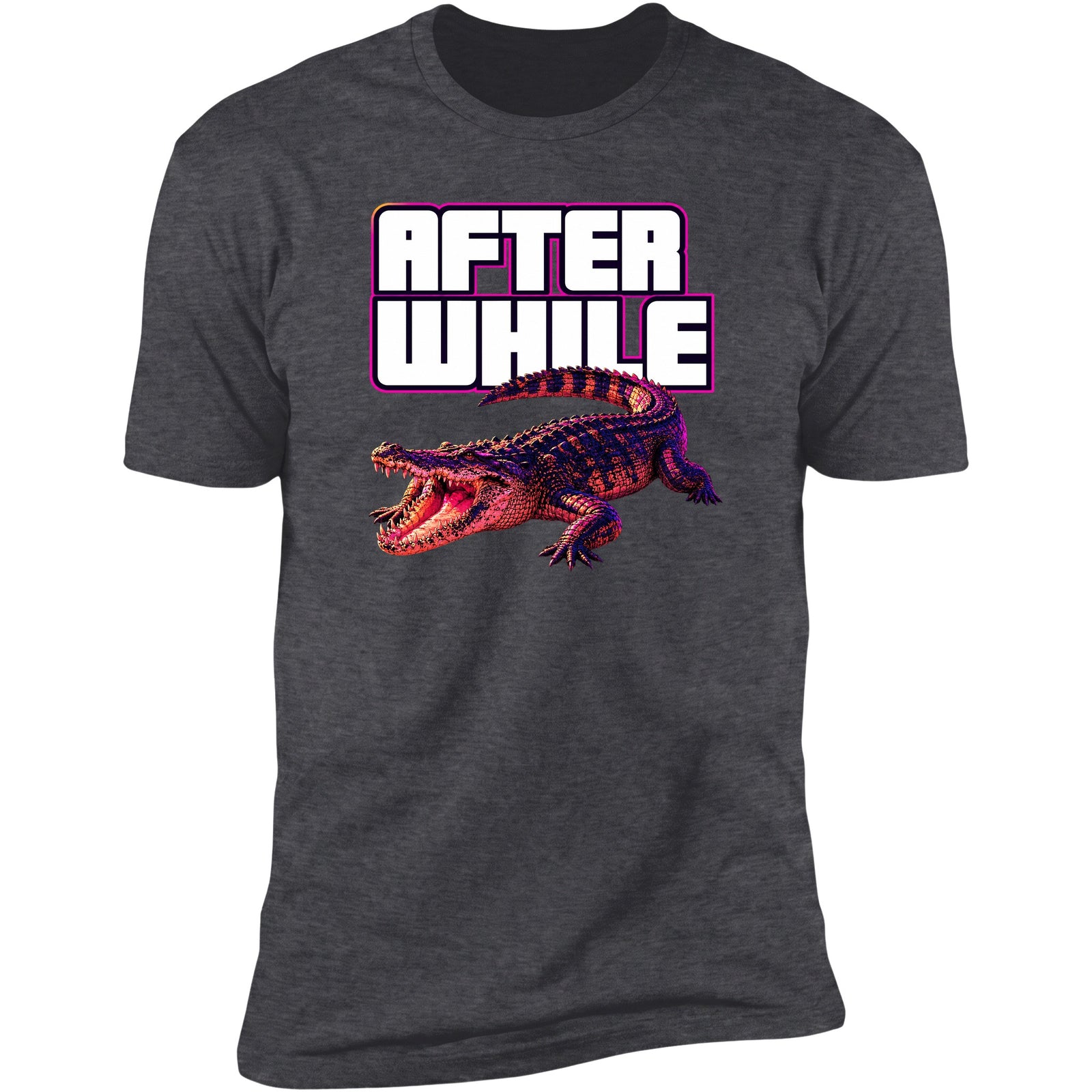 After While neon crocodile tee, Dark Heather