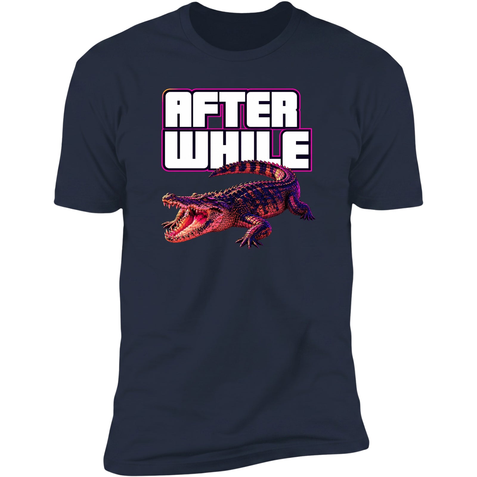 After While neon crocodile tee, Navy