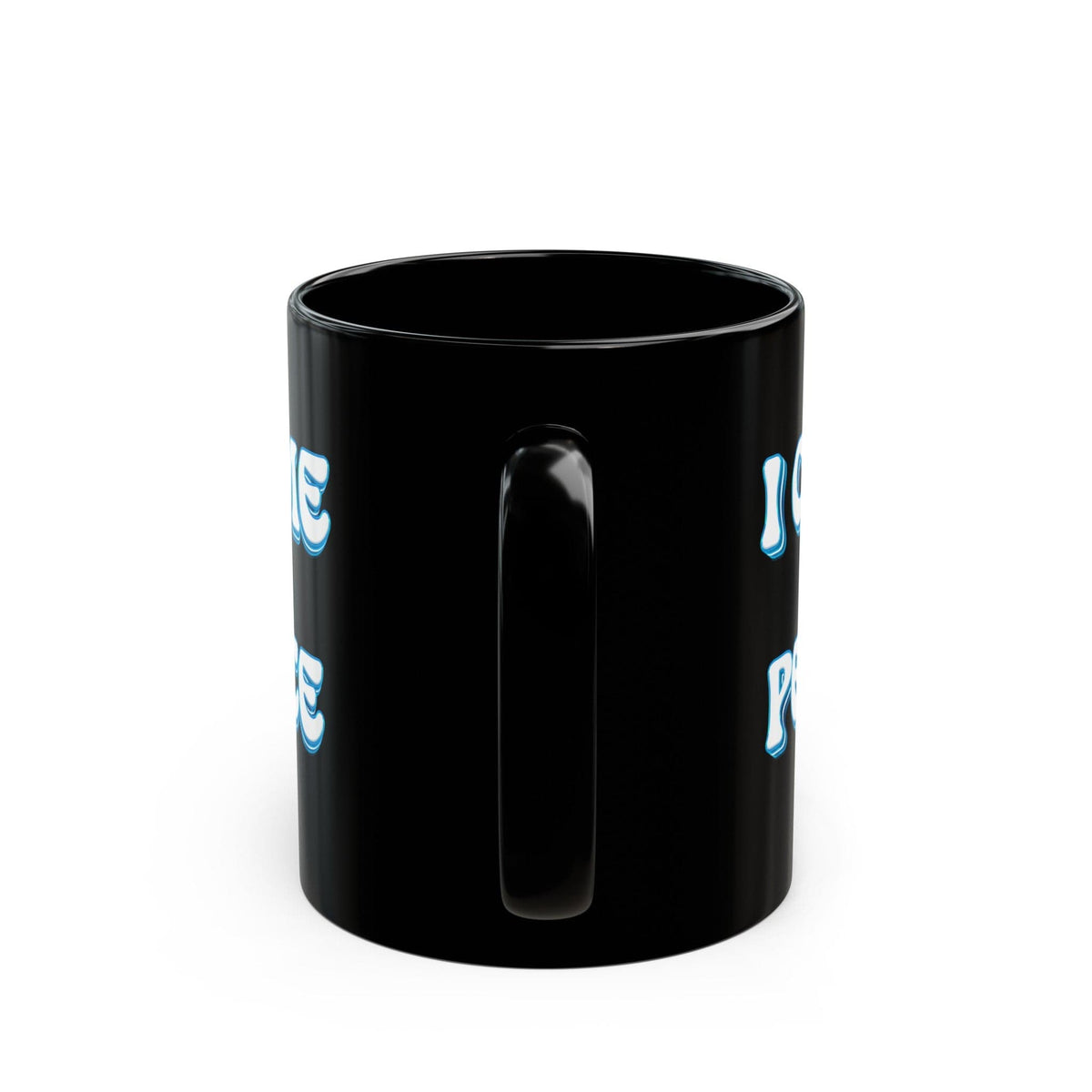 I come In Peace Black Coffee Mug