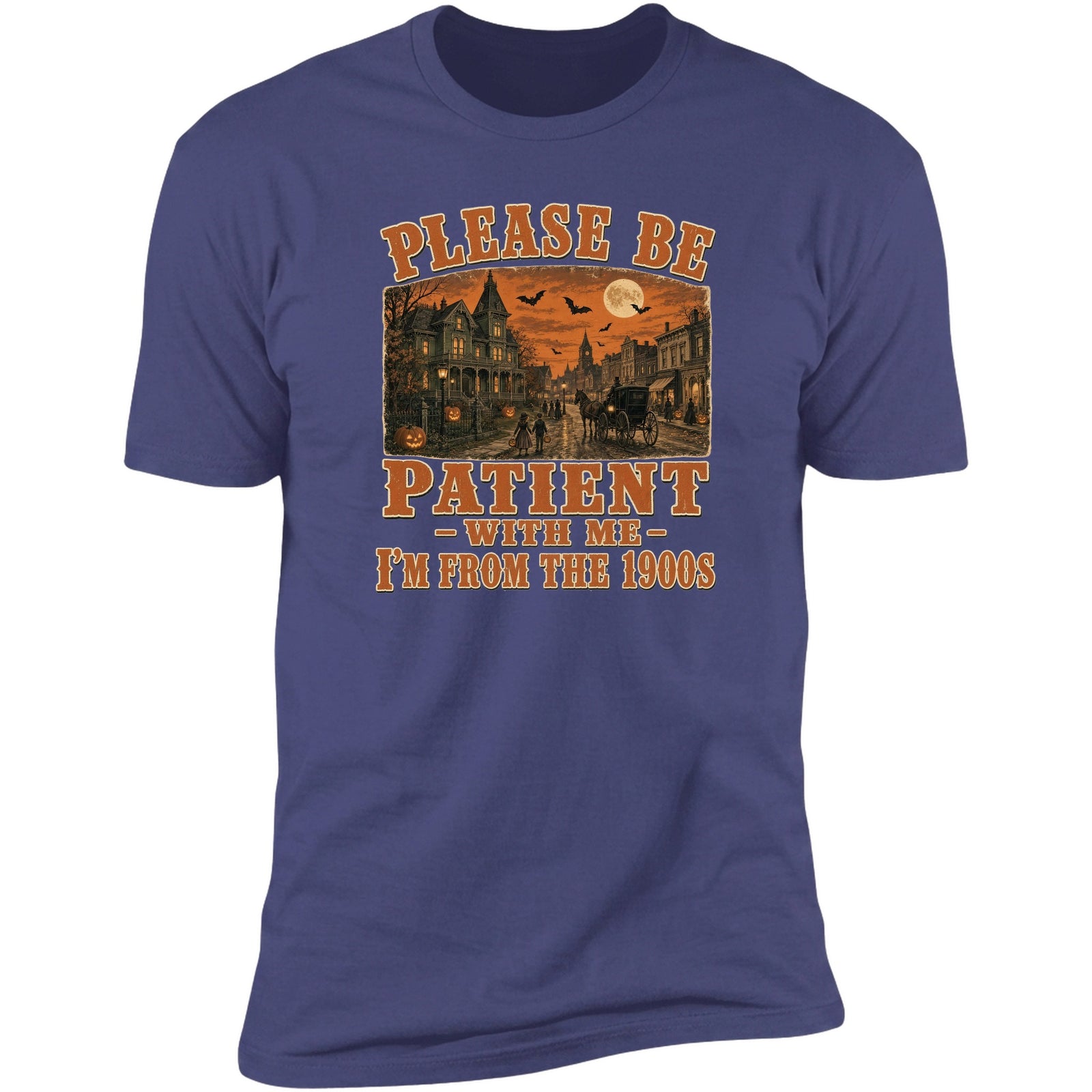 Please Be Patient Halloween tee in Purple