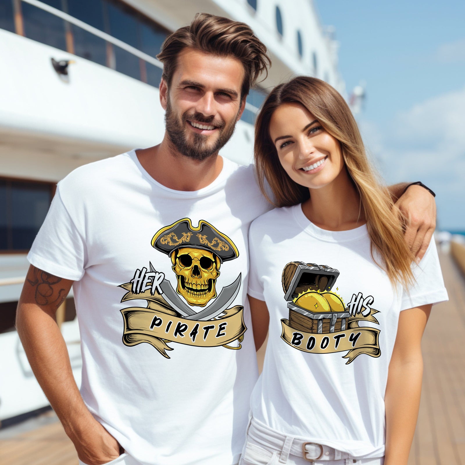 Her Pirate & His Booty Couples Cruise Shirts