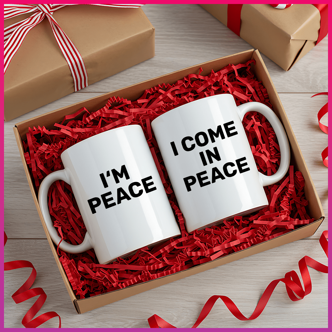 I Come in Peace –& I'm Peace Matching Couples Mug Set