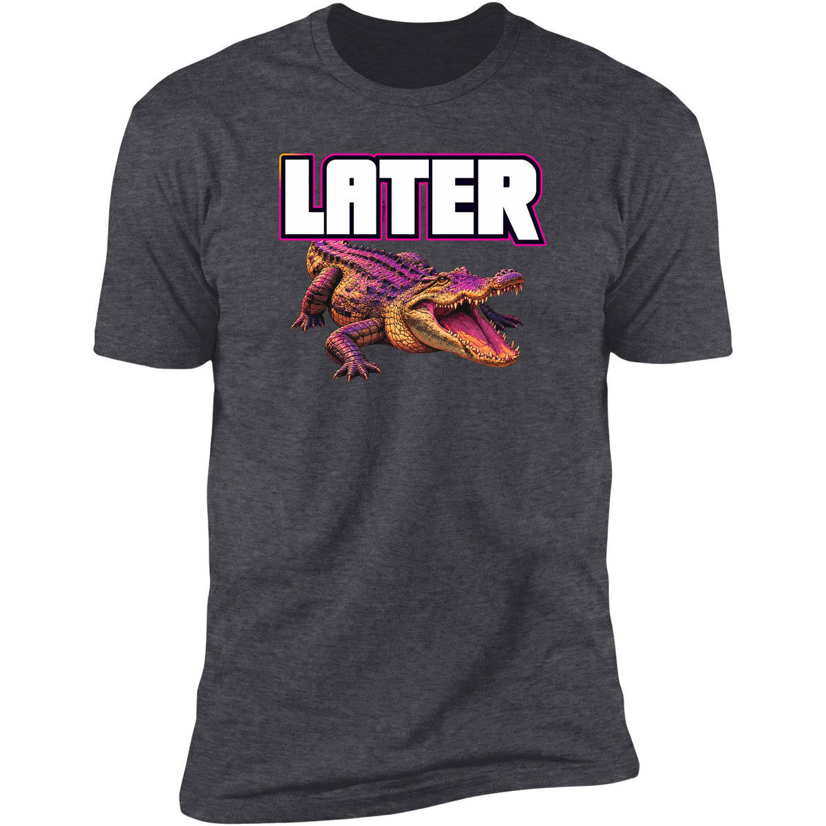 Later neon gator tee, Dark Heather