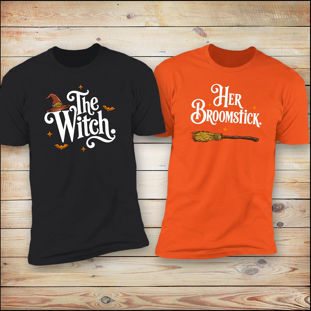 The Witch and Her Broomstick matching couples tees