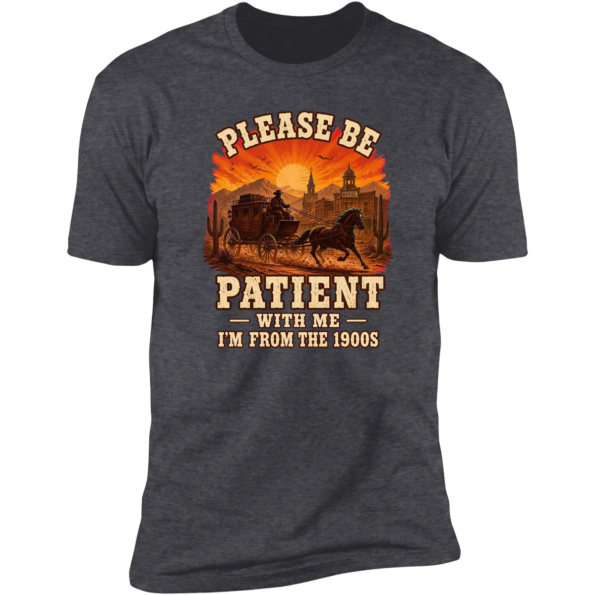 Dark Heather tee front