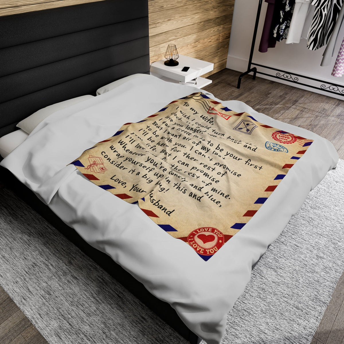 To My Wife Velveteen Plush Blanket